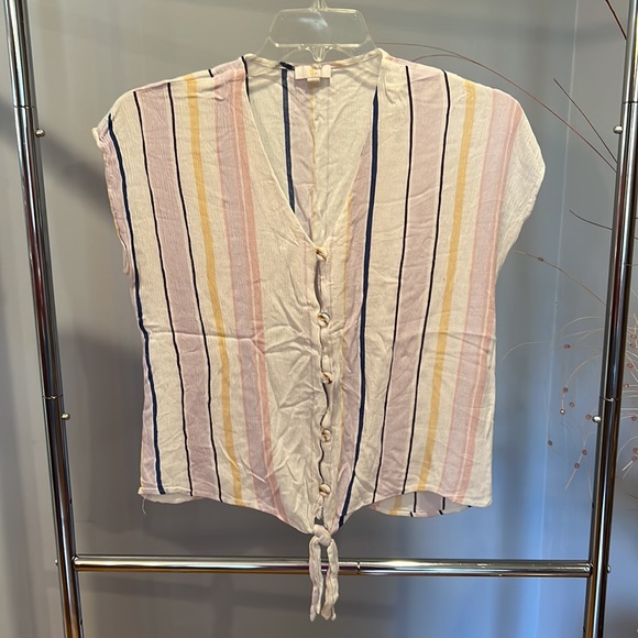 Charming Charlie Pastel Striped Button Down, Size L - Picture 1 of 4